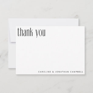 Elegante Minimalistische Schwarz-weiße Hochzeit Dankeskarte