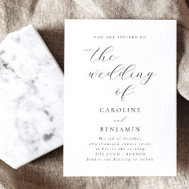 Elegante Minimalistische Schwarz-weiße Hochzeit Einladung
