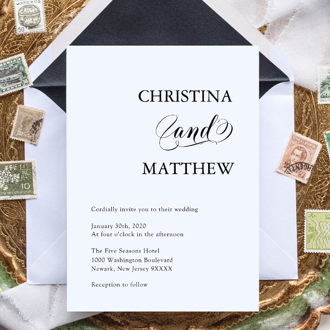 Elegante Minimalistische Schwarz-weiße Hochzeit Einladung (Von Creator hochgeladen)