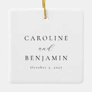 Elegante Minimalistische Schwarz-weiße Hochzeit Keramikornament