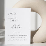 Elegante Minimalistische Schwarz-weiße Hochzeit Save The Date<br><div class="desc">Elegante Minimalistische Schwarz-weiße Hochzeit speichern das Datum</div>