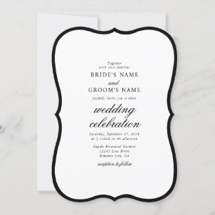 Elegante Minimalistische Schwarz-weiße Monogramm-H Einladung