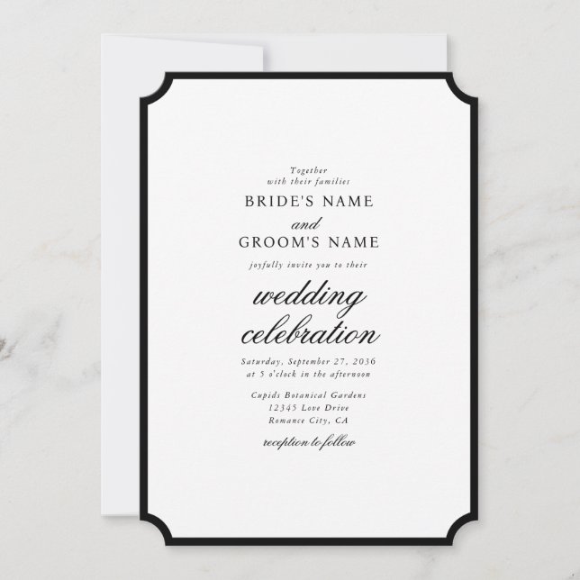 Elegante Minimalistische Schwarz-weiße Monogramm-H Einladung (Vorderseite)