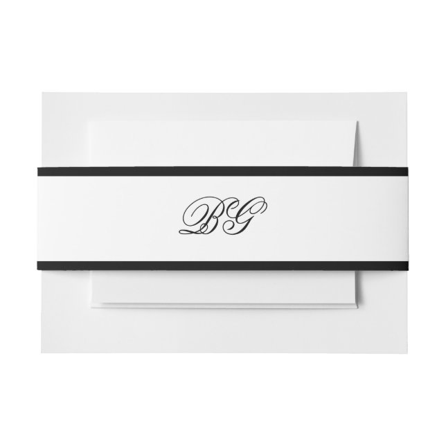 Elegante Minimalistische Schwarz-weiße Monogramm-H Einladungsbanderole (Vorderseite Beispiel)