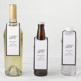 Elegante Minimalistische Schwarz-weiße Monogramm-H Flaschenanhänger