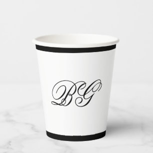 Elegante Minimalistische Schwarz-weiße Monogramm-H Pappbecher
