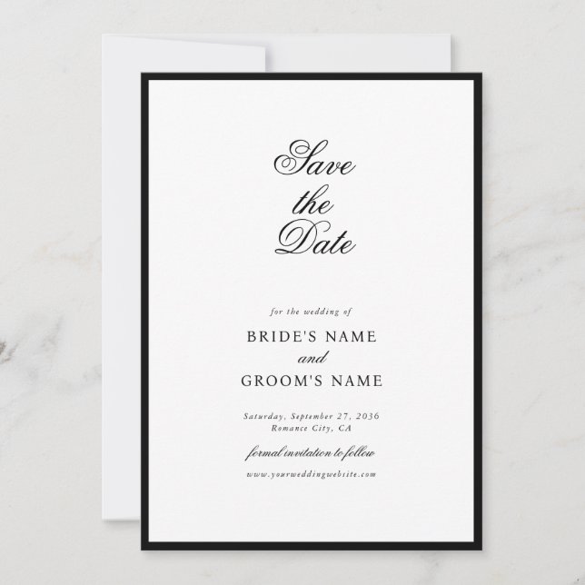 Elegante Minimalistische Schwarz-weiße Monogramm-H Save The Date (Vorderseite)