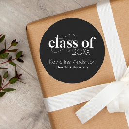Elegante minimalistische schwarze Abschluss-Einlad Runder Aufkleber