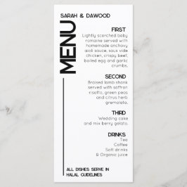 Elegante Minimalistische Schwarze Heirat Menükarte