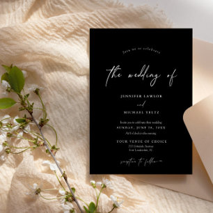 Elegante Minimalistische Schwarze Hochzeit Einladu Einladung
