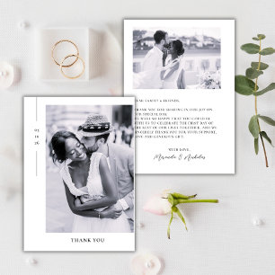 Elegante minimalistische schwarze Schrift 2 Foto-H Dankeskarte