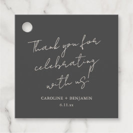 Elegante minimalistische schwarze Schrift Hochzeit Geschenkanhänger