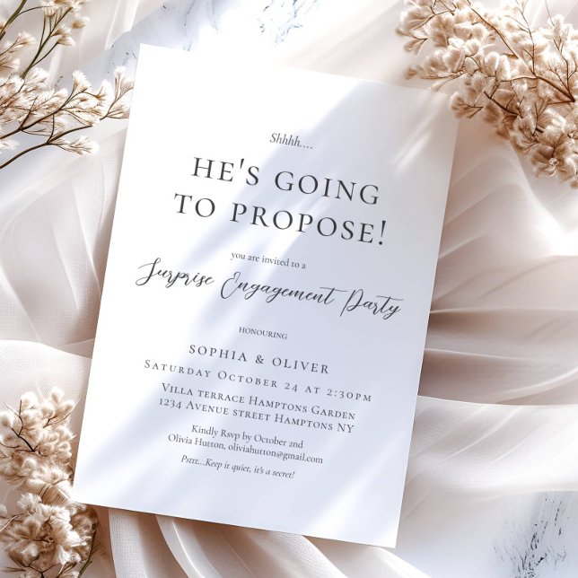 Elegante Minimalistische Schwarze Script-Verlobung Einladung (Von Creator hochgeladen)