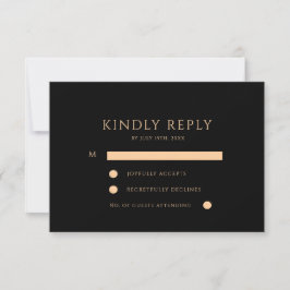 Elegante minimalistische schwarze und goldene mode RSVP karte