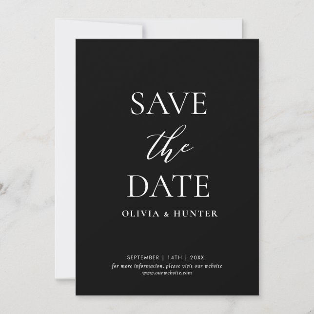 Elegante Minimalistische Schwarzkalligraphie Save The Date (Vorderseite)