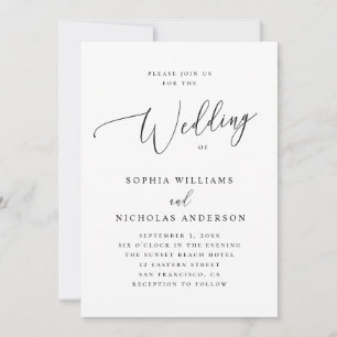 Elegante Minimalistische Script-Hochzeit Formale Einladung