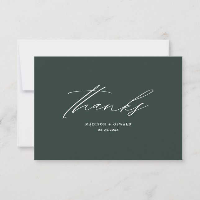 Elegante Minimalistische Script Wedding Dankbarkei Dankeskarte (Vorderseite)