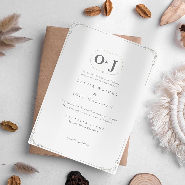 Elegante Minimalistische Scroll Hochzeit Einladung (Von Creator hochgeladen)