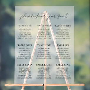 Elegante Minimalistische Skriptsitzkarte Acrylschild