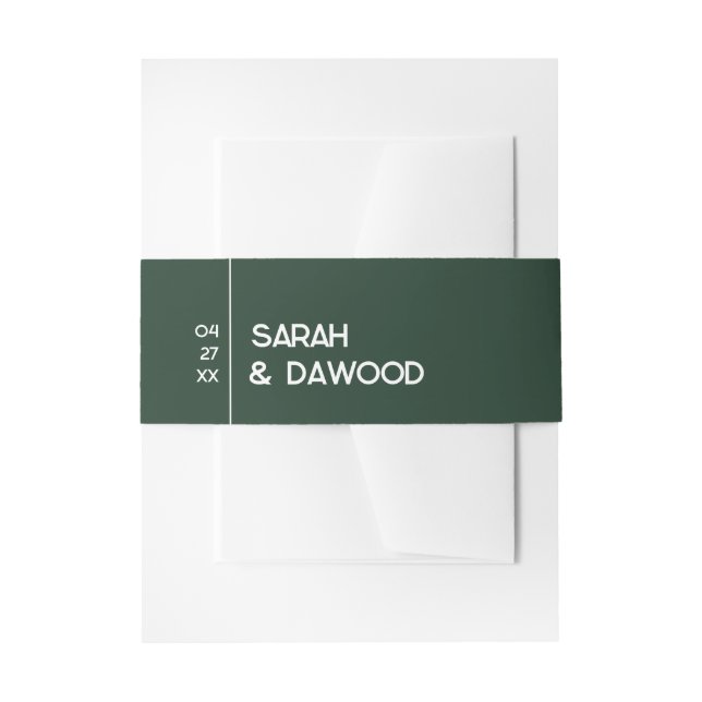 Elegante Minimalistische Smaragdgrüne Weiße Hochze Einladungsbanderole (Vorderseite Beispiel)