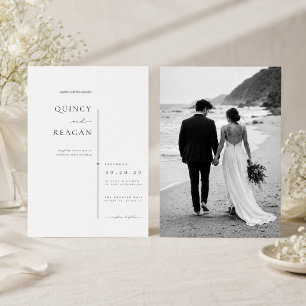 Elegante minimalistische Strandhochzeit mit romant Einladung