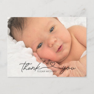 Elegante Minimalistische Taufe Danke Postcard Postkarte