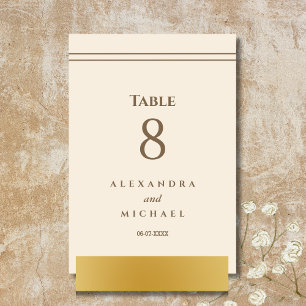 Elegante Minimalistische Taupe Hochzeit Tischnummer