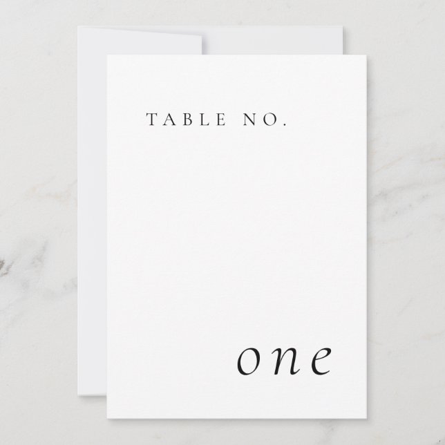 Elegante Minimalistische Tischnummer (Vorderseite)