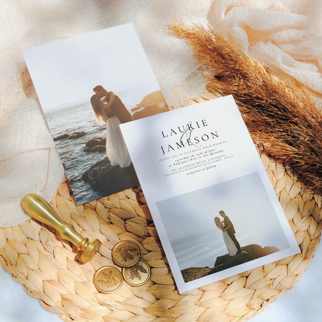 Elegante Minimalistische Typografie Chic 2 Foto Ho Einladung (Von Creator hochgeladen)