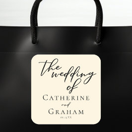 Elegante Minimalistische Typografie-Hochzeit in El Quadratischer Aufkleber