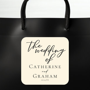 Elegante Minimalistische Typografie-Hochzeit in El Quadratischer Aufkleber