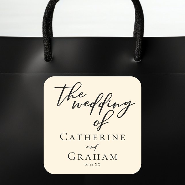 Elegante Minimalistische Typografie-Hochzeit in El Quadratischer Aufkleber (Von Creator hochgeladen)