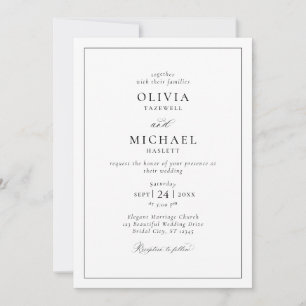 Elegante Minimalistische Typografie Schwarz-weiß H Einladung