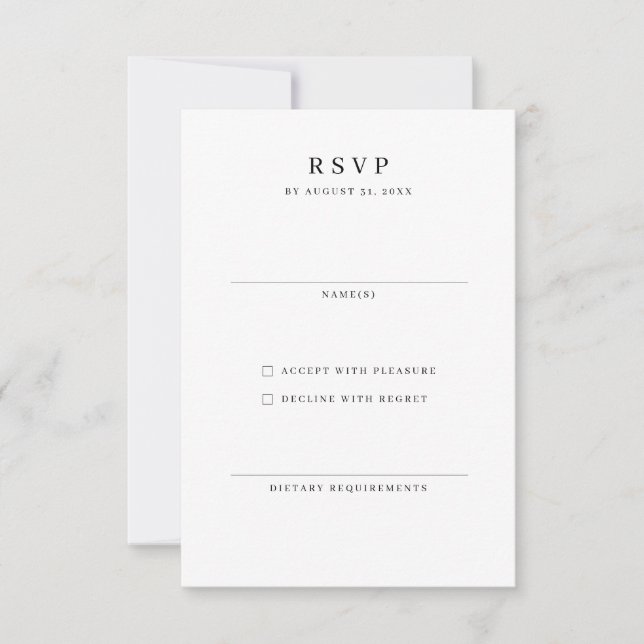 Elegante minimalistische UAWG-Antwortkarte RSVP Karte (Vorderseite)