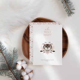 Elegante Minimalistische Wasserfarbe Heilige Nacht Folien Feiertagskarte