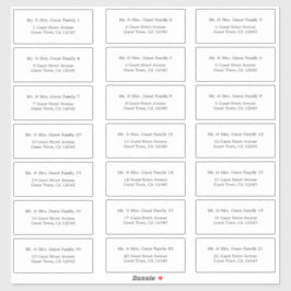 Elegante Minimalistische Wedding Guest Address Lab Aufkleber