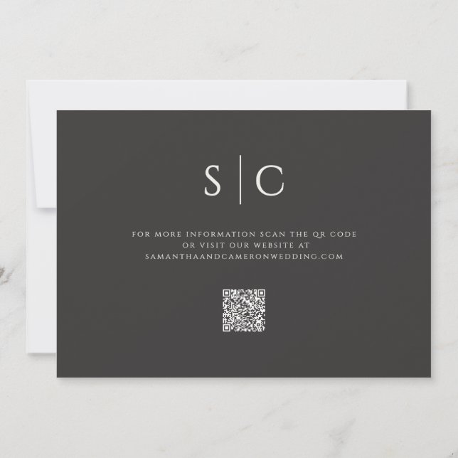 Elegante Minimalistische Wedding Monogram QR Soft  Save The Date (Rückseite)