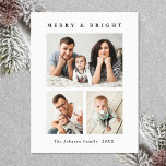 Elegante Minimalistische Weihnachten 3 FOTO Magnet<br><div class="desc">Frohe Weihnachten FOTO Urlaub Magnetkarte.</div>