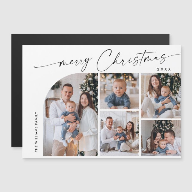 Elegante Minimalistische Weihnachten 5 FOTO Magnet (Vorne/Hinten)