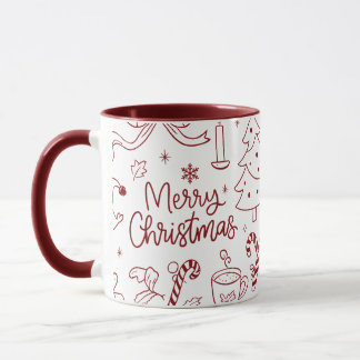 Elegante minimalistische Weihnachts-Doodle handgez Tasse