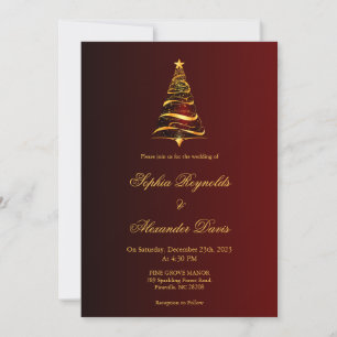 Elegante minimalistische Weihnachtsbaum-Hochzeit C Einladung