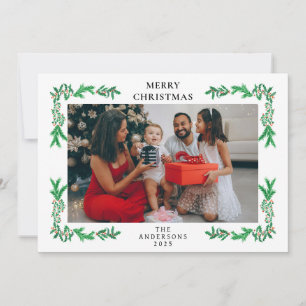 Elegante minimalistische Weihnachtsfamilienfoto mi Feiertagskarte