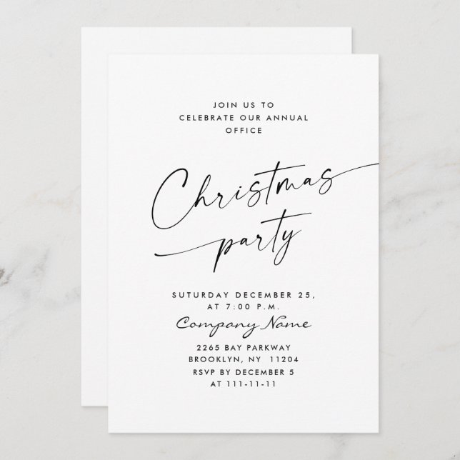 Elegante Minimalistische Weihnachtsfeier Einladung (Vorne/Hinten)