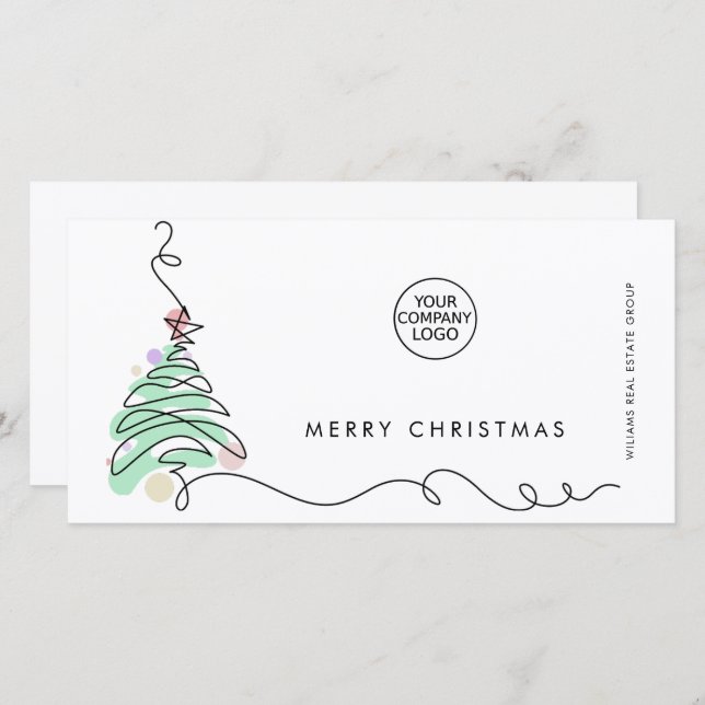 Elegante Minimalistische Weihnachtsgrüße Feiertagskarte (Vorne/Hinten)