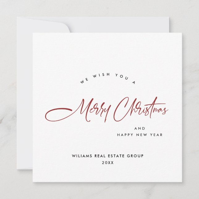 Elegante Minimalistische Weihnachtsgrüße Feiertagskarte (Vorderseite)