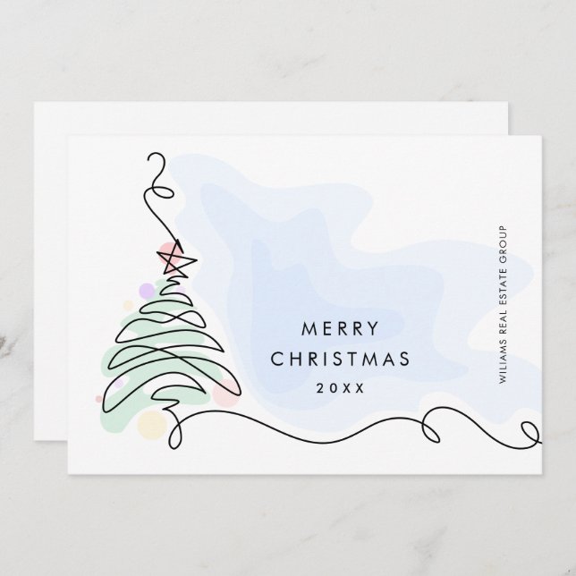 Elegante Minimalistische Weihnachtsgrüße Feiertagskarte (Vorne/Hinten)