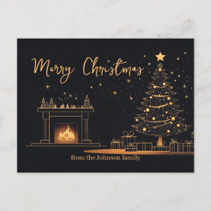 Elegante Minimalistische WeihnachtsIllustration Feiertagspostkarte