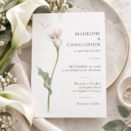 Elegante Minimalistische Weiße Calla-Lilien-Hochze Einladung