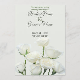 Elegante minimalistische weiße Rosenhochzeits-Einl Einladung