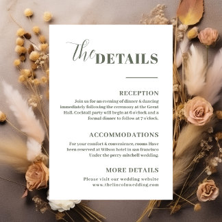 Elegante Minimalistische Weissgrün-Details Begleitkarte